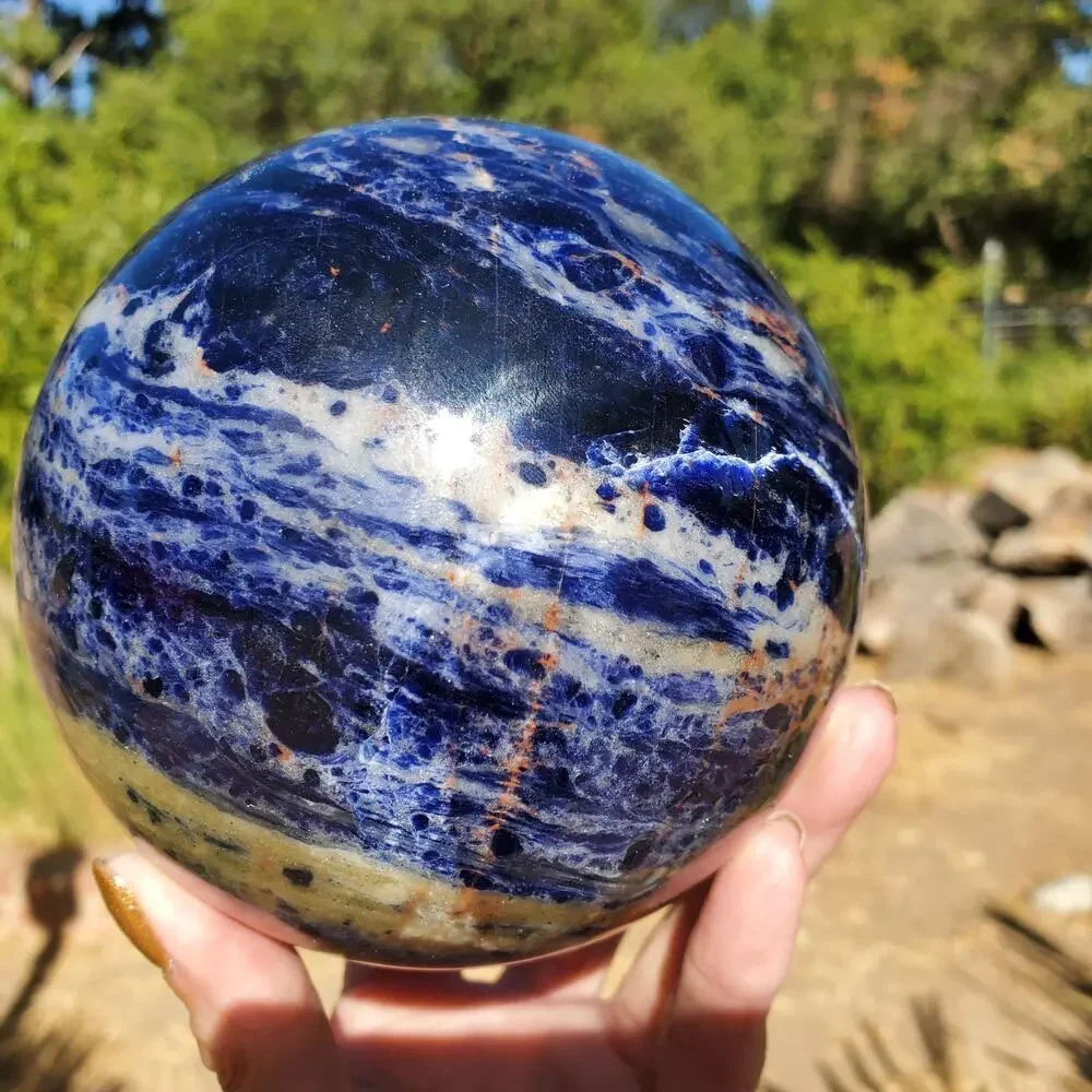 XL Dark Blue Sodalite Crystal Sphere 107mm 1840 grams